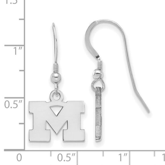 Sterling Silver Michigan (Univ of) XS (Tiny) Dangle Earrings - Picture 2 of 3